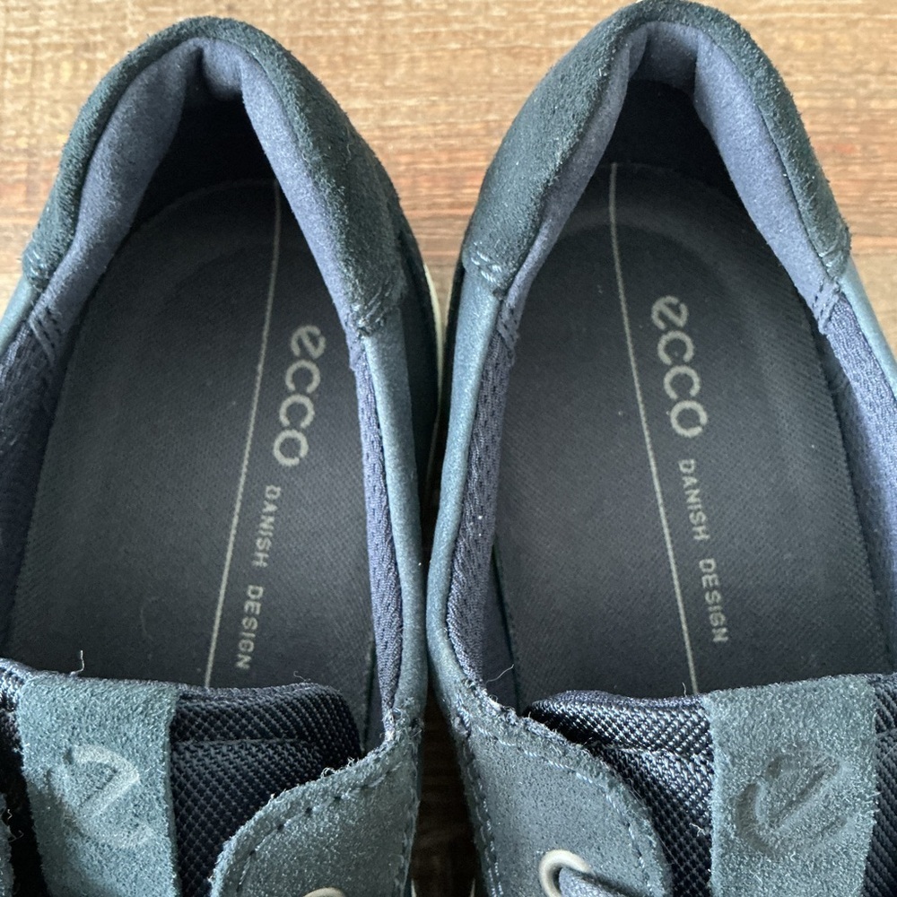 Ecco Soft 7 Dark Blue Leather Suede Low Top Sneaker Comfort Casual Size 9.5 Men - Picture 8 of 10
